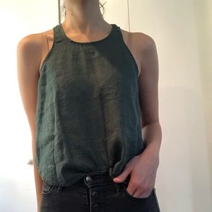 Green linen tank top